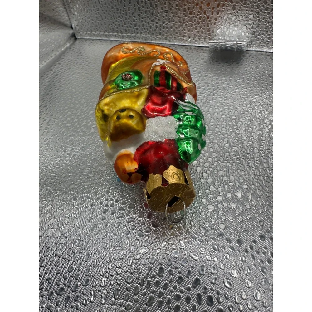 Vintage Blown Glass Santa With Toys Ornament‎ Gold Sack Mid Century Christmas